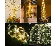 Led Lichterbündel 10x1M 100LED Silberdraht Mirco Lichterkette Strombetrieb Deko Warmweiß 8 Lichtmodi für Innen-und Außendekoration Partei, Hochzeit, Grill, Halloween, Weihnachten, Quadrat, Garten