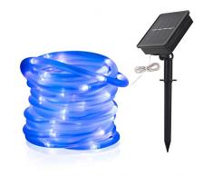 12M 100 LED 2 Modi Solar Lichtschlauch, Garten Dekoration im Freien wasserdichte Kupferdraht Schnur Weihnachtslampe Hochzeit Party Baum Weihnachten Dekoration Xmas (Blau, 2 FK)