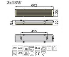Feuchtraumleuchte EVG mit Leuchtstoffröhren 2x T8 G13 4000K neutralweiß 60cm Wannenleuchte IP65