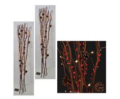 #11 2 STÜCK Lichterzweige mit Tannenzapfen und dekorativen roten Beeren 30 LED Länge 120cm Deko Zweige Lichter Weidenzweige Dekozweige Stimmungsleuchte Dekoleuchte Weidenbündel Weidenruten