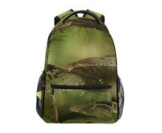 KASMILN Schultaschen,Magischer Wald Pflanzen Lichtbaum des grünen Fantasie Pilzes,Rucksäcke für Männer und Frauen