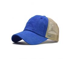 mlpnko Distressed gewaschener Baumwolle einfarbig Lichtnetz Mesh Cap Baseball Cap Männer und Frauen dunkelblau # 2 einstellbar