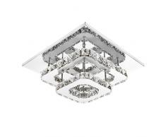 ETiME Deckenleuchte Kristall Deckenlampe LED Modern Kronleuchter für Flur, Gang, Balkon, Schlafzimmer (24W Weiß)