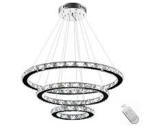 SAILUN 96W LED Kristall Design Hängelampe Drei Ringe Deckenlampe Pendelleuchte Kreative Kronleuchter Dimmbar Lüster