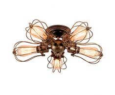 Deckenleuchte Retro Metall Deckenleuchte Antik Retro Lampe für Landhaus Schlafzimmer Wohnzimmer Esstisch(Birne nicht enthalten) (Öl Bronze, 5 Lichter)