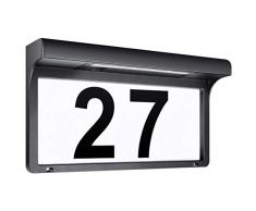 Solarhausnummer Hausnummer LED Solarleuchte Solar Außenwandleuchte Hausnummernleuchte Wandleuchte Hausnummernschild Beleuchtet Hausnummer Schild Wetterfest -Metall (31.5 x 17.5 cm)