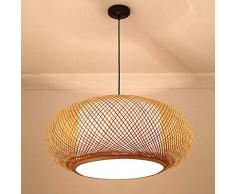 Vintage Bambus gewebtes Licht Kreative Kronleuchter Dekoration Kronleuchter Pendelleuchte Korbleuchte mit Leuchten Vogelkäfig Schatten 1 Licht für Dinging Room, Farmhouse, Beige, S.