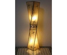 Orientalische Stehlampe Henna-Carré 98 cm Leder Natur