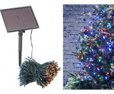Lunartec Solar LED Lichterbaum: 4-farbige Solar-LED-Lichterkette mit 500 LEDs und Timer, IP44, 50 m (Lichterkette bunt)