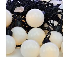 LED Partylichterkette Partybeleuchtung Lichterkette für Weihnachten Hochzeit Kindergeburtstag – 20 Leuchtkugeln mit Trafo – innen & außen – warm-weiß Ø 4 cm