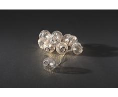 Konstsmide 3145-303 LED Dekolichterkette silberfarbene Metallkugeln / für Innen (IP20) / VDE geprüft / Batteriebetrieben: 3xAA 1.5V (exkl.) / 10 warm weiÃe Dioden / transparentes Kabel