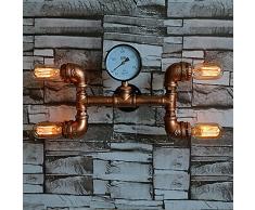 Vintage Industriell Retro 4 Glühbirnen Rustikal Waterpipe Wandlampe Stehleuchte Garage Zubehör Direkt Beleuchtung Lampe Wandleuchte kreativ Eisen E27 Innen Dekorativ für Balkon Flurlampe Bar