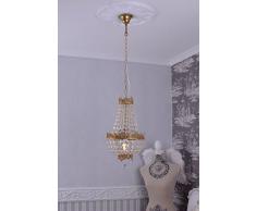 Kronleuchter, Kristallleuchter, Korblüster, Lüster, Leuchter, Lampe für die Wohnung im angesagten Biedermeier-Stil, gefertigt aus Messing mit wunderschönen Glaskristallen - Palazzo Exclusive