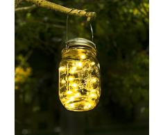 Solar Mason Jar Licht - Jar Fee Licht, Wasserdichte Glasgläser Garten Hängeleuchten, LED Weihnachtsbeleuchtung Lichterkette,LED String Licht für Party, Weihnachtsferien, Hochzeitsdekoration(Warmweiß)
