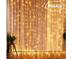 KASTEWILL LED Lichtervorhang, 300 LEDs 8 Modi 3M*3m IP44 wasserfest Sternen Lichterkettenvorhang für Weihnachten Garten Deko Party Festen Hochzeit Zimmer