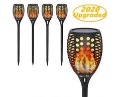 Solarleuchte Garten mit Realistischer Flammeneffekt,OxyLED 4 Stück 96 LED Garten-Fackeln Beleuchtung Solarlampen für Außen,IP65 Wasserdicht Solar Gartenleuchten für Garten,Patio,Partei,Weihnachten