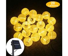 LED Solar Lichterkette Lampions, ALED LIGHT IP65 Wasserdicht 20er LED Lampions Laterne Lichterkette Garten Innen und Außenbereich für Party Weihnachten (Warmweiß)