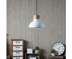 Landhaus Pendelleuchte Ø31cm, 1x E27 max. 40 Watt, aus Metall/Holz in weiß und hellem Holz