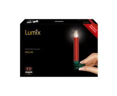 LUMIX Deluxe, kabellose LED-Christbaumkerzen, Erweiterungs-Set mit 5 Kerzen, 5x dimmbar, Flackermodus, Rot, Art. 74356