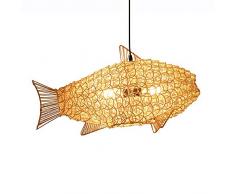 Individualität Fischart Bambus Deckenleuchter Restaurant Galerie Dekoration Pendelleuchte 2-Flammig E27 Wohnzimmer Hotelhalle Pendelleuchte Laterne, D-B