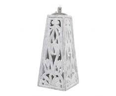 Moritz Design Öllampe aus Zement 16 x 16 x 39,5 cm mit Verzierungen Docht und Deckel eckig Dekofackel Lampe für Garten Terasse Balkon Deko Gartenfackel Windlicht