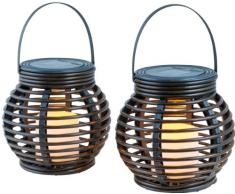 Solar LED Leuchte Rattanleuchte 2er Set MINA Solarleuchte Tischleuchte