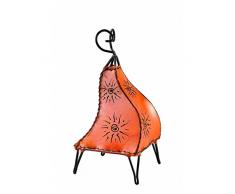 Orientalische Lampe Stehlampe marokkanische Hennalampe Lederlampe Tischleuchte Stehleuchte Orient Mellah Sonne 40 cm Color Orange