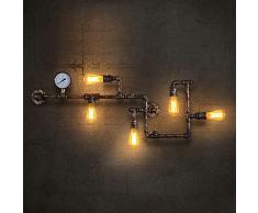 Lingkai Vintage Industrial Retro Metall Wasser Rohr Wand Lampe mit Fünf Edison Lichtquellen Wand Lampe Steampunk Wand Licht mit Kupfer Finish