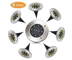 Pulchram Solarleuchten für Garten & Außenbereich(8 stück in einer Packung), wasserdicht Solarlampen Bodenleuchte mit warmweiß Licht, umweltfreundlich Gartenleuchten mit 8Leds für Rasen