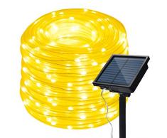 Solar Lichtschlauch Schnur Lichter Außen,KINGCOO Wasserdichte 72FT 200LED 8 Modi Kupfer Draht Seil Rohr Funkelnden Solar Lichterketten für Garten Hochzeit Party Weihnachts Dekorationen (Warmweiß)