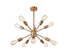 Lingkai Sputnik Kronleuchter Beleuchtung 10 Lichter Moderne Pendelleuchte E27 Deckenleuchte Messing Überzug Finish