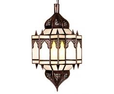 Orientalische Lampe Pendelleuchte Weiß Alia 50cm E27 Lampenfassung | Marokkanische Design Hängeleuchte Leuchte aus Marokko | Orient Lampen für Wohnzimmer Küche oder Hängend über den Esstisch
