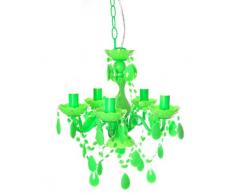 ROOMPRODUCTS ARTE SMALL NEON GRUEN 5 ARMIG Retro moderner Acrylglas Design Kronleuchter, Höhe: 68 cm, Ø 55 cm mit geschliffenen Arcyl Prismen, täuschend echt wie Glas, traumhaft romantisch, verzaubert die graue Jahreszeit mit schreienden Neon Farben