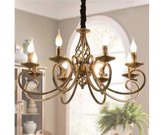 Antik Pendelleuchte Schatten Rustikale Französische Klassische Aristokratische Anhänger Kerze Kronleuchter Landhausstil Im Europäischen Stil Wohnzimmer Einfach, E14 Metall Hängeleuchte,Rust,8heads