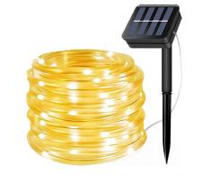 100LED Solar Lichtschlauch Außen,EHOFUN Wasserdicht 39FT LED Solar Rohr Streifen Kupferdraht Lichterketten für Garten Zuhause Hochzeit Party Weihnachtsschmuck(Warmweiß)