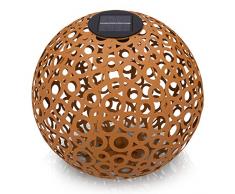 Navaris LED Solar Kugel aus Metall - 30 x 30cm - mit Erdspieß - Garten Solarkugel Leuchte - Orientalische Solar Kugelleuchte - Pulverrost Verzierung