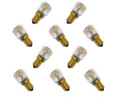 10 x Backofenlampe 300° 25W E14 klar Glühbirne Glühlampe Nähmaschine Salzstein Salzlampe PYGMY T26 Röhre warmweiß dimmbar 25 Watt