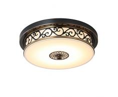 KAIRRY American Retro Deckenleuchte Deckenbeleuchtung DeckenLampen LED Schwarz Eisen Geschnitzt Lampenkörper Runde Glas Lampen Landhaus Licht Schlafzimmer Wohnzimmer Balkon Deckenlampe