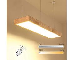Wandun LED Pendelleuchte aus Holz Holzleuchte esstisch Pendellampe Modern Einfach Hängeleuchten Büro Studio Pendelleuchte Decke Hängeleuchte [Energieklasse A++]