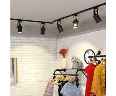 LED Deckenstrahler Schienensystem Deckenleuchte E27 3 Flammige 3 * 5W Leuchtmittel Modern Schwarz Metall Schienen-Leuchte Drehbar Und Schwenkbare Decken-Spots Warmweiss Licht