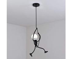 Pendelleuchte Schwarz Vintage Deckenleuchte- E27 Eisen Kronleuchter Modern Cartoon Hängeleuchte für Kinder Schlafzimmer Wohnzimmer Foyer Küche