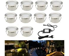 10er Set Led Bodeneinbauleuchten Aussen DC12V 1W Ø45mm IP67 Wasserdicht LED Terrassen Einbaustrahler Terrasse Küche Garten Einbauspots Warmes Weiß