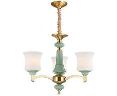 ZSAIMD Messinglüster Century Modern Deckenleuchte Retro Leuchter-Beleuchtung for Wohnzimmer, 3-Light Moderne hängende Beleuchtung-Befestigung for Schlafzimmer mit Klarglas Shades