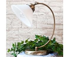 LED Energiespar-Innen - Tischleuchte 6 Watt im Jugendstil aus Metall und Echtglas IP20 Jugendstilleuchte Lampe Leuchte