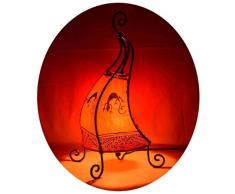 Orientalische Lampe Stehlampe marokkanische Hennalampe Lederlampe Tischleuchte Stehleuchte Orient Coq Gecko 40 cm Color Orange