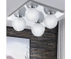 Decken Leuchte Wohn Zimmer Kugel ALU Geflecht Lampe Chrom Beleuchtung im Set inkl. LED Leuchtmittel