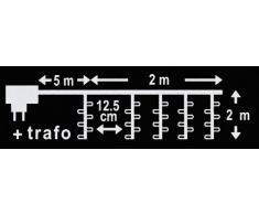 Kaemingk LED-Vorhang 2 x 2 m, aussen, Aussentrafo, 64 warmweiÃe LED, schwarzes Kabel 494289