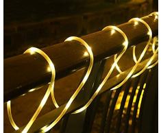 Solar Garten Lichterkette,SUAVER Wasserdicht 39ft 100LED Lichtschlauch Außen lichterkette Seil Lichter Kupferdraht Dekoration Licht Weihnachtsbeleuchtung Lichter für Hochzeit Garden Party (Warmweiß)