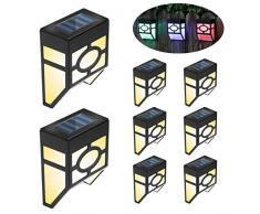 FLOWood Solarlampe für Außen Garten Solar Wandleuchte LED Zaunleuchte wasserdicht 2 Modi 7 farbig 8 Stück