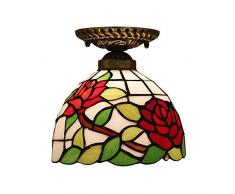 Deckenleuchte Led Deckenleuchte Simple Style Deckenleuchte 8 Red Rose Pattern Design Jugendstil Deckenleuchte/Glas Lampenschirm Schlafzimmer Gang Wohnzimmer